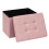 PINPLUS Tufted Linen Storage Ottoman Box, Foldable Footstool, Pink 1