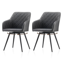 TUKAILAi Dining Chairs Set of 2, 360Â Swivel Upholstered Kitchen Armchairs with Backrest and Metal Legs