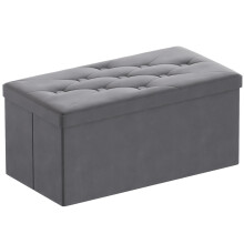 BRIAN & DANY Ottoman Storage Box Velvet Foldable Storage Ottoman Bench with Highly Elastic Sponge Filling for Living Room, 80 x 40 x 40 cm, Gray