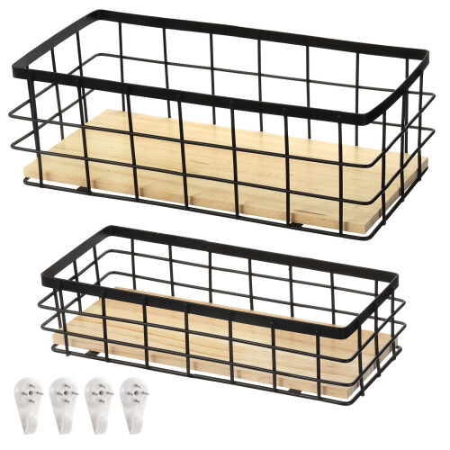 Dicunoy 2 Pack Wire Storage Basket, Narrow Bathroom Storage Baskets