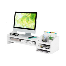 Catekro Monitor Stand Riser, 2 Tiers Wood Monitor Riser Stand with Storage Organizer