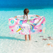 WERNNSAI Unicorn Microfibre Beach Towel for Kids, 76 x 150cm Bath Towel