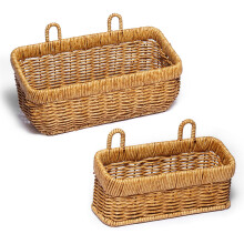 2 Pack Woven Storage Basket,Organizer Trays, Paper Box,Vintage Bin for Bathroom, Kitchen,Vanity Countertop Table Shelf, Wall-Mounted Basket
