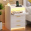 FREDEES Bedside Table with Charging Station and LED Lights, White 1