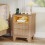 Quikraen 50cm width Bedside Table with Charging Station&Sensor LED Light 1