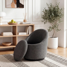 Barrel Swivel Accent Chair with Hidden Storage, 360Â Rotating Lounge Chair, Upholstered Breathable Fabric, High Density Foam Seat