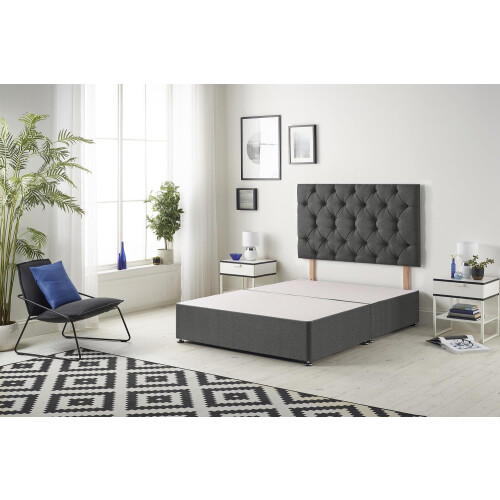 Bed Centre Charcoal Premier Divan Bed Base With Headboard And Storage Drawer- 3FT Single, 4FT Small Double, 4ft6 Double, 5FT King