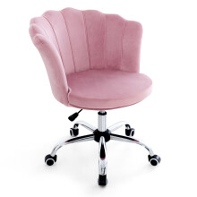 CASART Rolling Velvet Office Chair with Petal Backrest, Ergonomic 360Â Swivel Upholstered Desk Chair