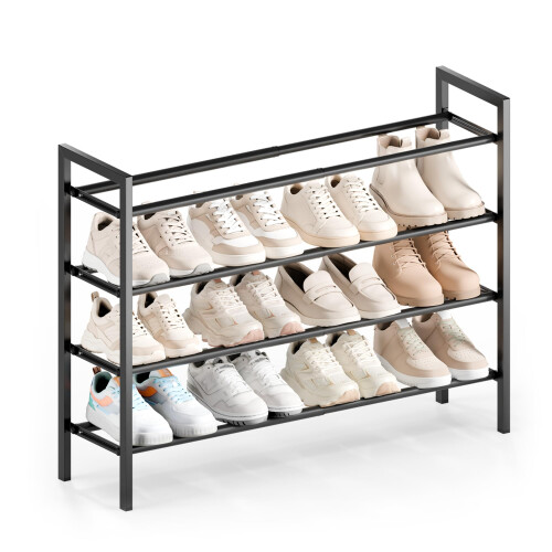 Bumusty 4 Tier Expandable Shoe Rack, Black