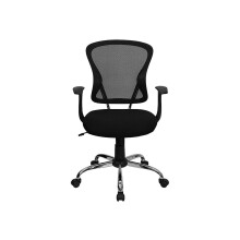 Flash Furniture Mid-Back Mesh Swivel Task Chair with Chrome Base and Arms, Metal, Black, 73.66 x 60.96 x 27.94 cm