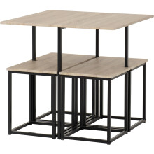 Seconique Stowaway Dining Set, Engineered Wood, Sonoma Oak Effect/Black, W 800mm x D 800mm x H 760mm