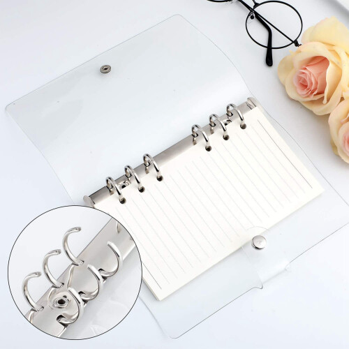 8X Transparent A6 Binder Clear Soft PVC 6 Ring Budget Binder Refillable Planner Binder Cover Protector 2