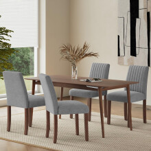 COLAMY Dining Chairs Set of 4 with Thick Seat Cushion, Fabric Chairs for Dining Room with Wood Legs and Ergonomic High Back