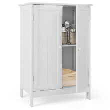 CASART Bathroom Floor Cabinet, Freestanding Storage Cupboard, Double Door Wooden Storage Organizer Unit for Bathroom Living Room Bedroom (White)
