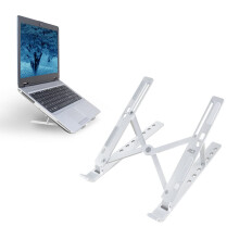 ACT Aluminium Foldable Laptop Stand for Desk (V-Shape), Ergonomic Laptop Riser up to 15.6â, Adjustable Height 6 Positions