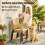 Outsunny Outsunny 4 Seater Rattan Dining Set with Parasol, Light Brown 6
