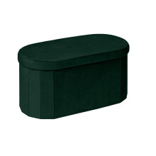 Bonlife Velvet Folding Ottoman Storage Bench, 76x38x38cm, Bottle Green