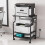 OYRREU 3-Tier Rolling Printer Stand with Outlets for Home, Office, Black 1