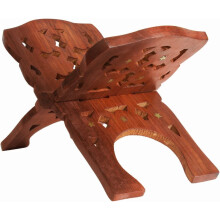 IBLAY Beautifully Hand Carved Quaran Holy Geeta Bible Holder Support Folding Religious Prayer Stand Wooden Holy Book Stand