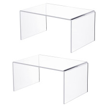 2 PC Extra Large Clear Acrylic Risers, Acrylic Display Risers Shelf Showcase Fixtures for Jewelry, Display Stand for Amiibo Funko POP Figures