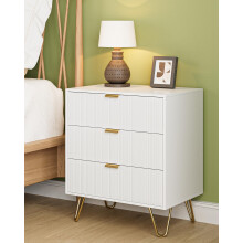 Apetaccat Bedside Table with 3 Drawers, Chest of Drawers Bedroom, 60x40x70cm, Wooden Bedside Cabinet With Metal Handles,for Bedroom
