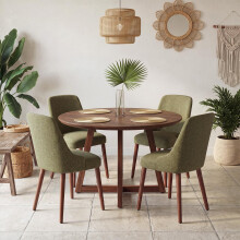 Dining Chairs Set of 4, Upholstered Dining Room Chairs with Ergonomic High Back, Thick Padded Seat, Skin-Friendly Fabric