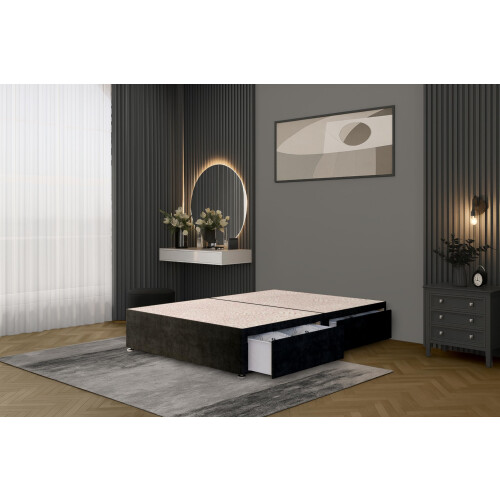 Bed Centre Flexby Divan Bed Base Only with 2 Drawers (Same Side), No Headboard - Available in 3FT, 4FT, 5FT & 6FT