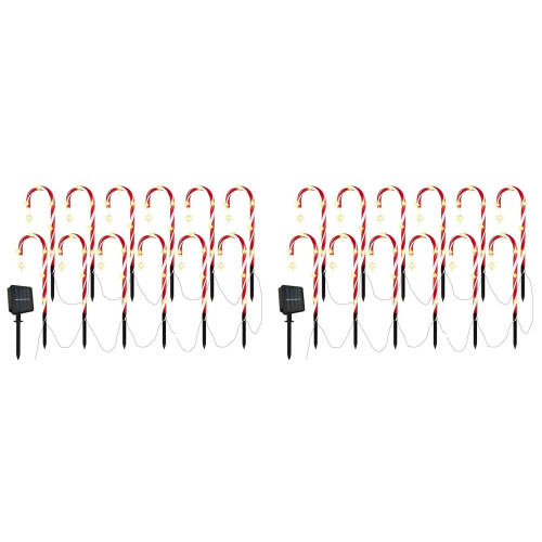24X Solar Christmas Cane Ground Lights Light String Candy Star Cane Lawn Landscape 1
