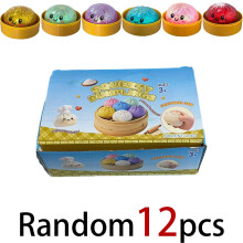 (12pcs with box) New Dumpling Pressure Dumpling Squishies Cute Colorful Bun Toy Slow Rising Stress Relief Fidget Toy Adults Anti-Anxiety Gifts
