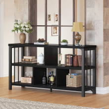 IBF 5 Cube Storage Organizer Bookshelf Low Bookcase 120cm Black Oak