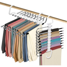 Trrcylp 2pack 9 Layer Collapsible Pants Hangers Space Saving Pants Hangers Multifunctional Pants Rack Hanger for Wardrobe Trousers Scarf Jeans Black