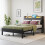 FOUBAM Double Bed Frame, 4FT6 Bed Frame Ergonomics Double with Charging Station and LED Lights 1