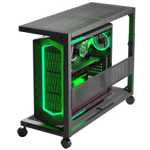 Moricher Computer Tower Stand - Height Adjustable 2-Tier ATX-Case PC Stand Printer Rack Pegboard with Rolling Wheels & Mousepad for Home Office