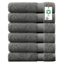 Delara A1 HOME COLLECTIONS Organic Cotton Feather Touch Quick Dry 700 GSM Hand Towel, Sharkskin Grey 20"X30" (Pack of 6)