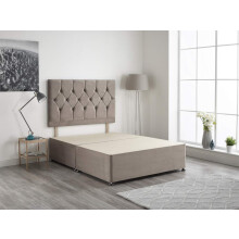 Bed Centre Light Grey Plush Velvet Fabric Divan Base Plus Matching Headboard3ft 4ft 4ft6 5ft 6ft (4FT (SMALL DOUBLE))