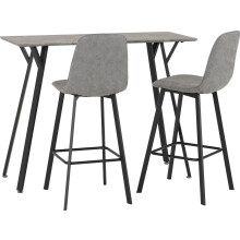 Seconique Quebec Bar Table Set with 2 Dining Chairs in Concrete Effect/Grey