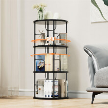 OCTORO 3 Tier Rotating Bookshelf, 360Â Corner Bookshelf Tower, Round Revolving Bookcase with Adjustable Levels, Spinning Book Shelf for Home Office