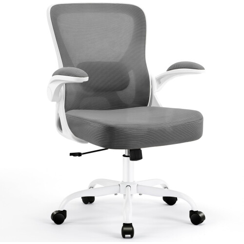 Coscendo Ergonomic Mesh Office Chair with Flip-Up Armrests, Grey