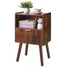 Aibiju Bedside Table, Modern Nightstand with Drawer, Small Night Stands for Bedrooms, Mid Century Nightstands with Open Storage Shelf, end Table