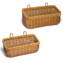 2 Pack Woven Storage Basket,Organizer Trays, Paper Box,Vintage Bin for Bathroom, Kitchen,Vanity Countertop Table Shelf, Wall Baskets