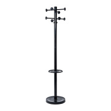 Maul Coat Stand Height 175 cm Free-Standing Rotating Clothes Stand with 16 Hooks Sturdy Steel Black Gloss
