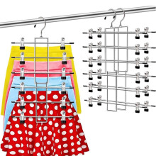 Supmaker Trouser Hangers with Non-Slip Clips,2Pack Space Saving Skirt Hangers,Heavy Duty Closet Organizer-Coat Hangers for Trousers, Shorts, Pants