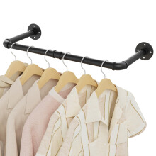 YheenLf 64cm Wall Mounted Clothes Rail, Garment Rack, Black, 1 Pack