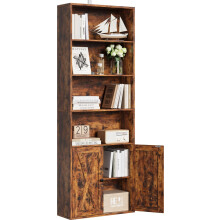 IRONCK Bookcase 6-Tier, Bookshelf with Doors, 180cm Tall Living Room Bookcases, Display Shelf Storage, Freestanding Book Shelf Unit for Home Office