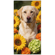 Violetpos Labrador in Sunflowers Beach Towel, Extra Large 180x90 cm 250GSM Microfibre, Sand Free Quick Dry