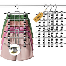 DAMITA Skirt Trouser Hangers with Clips Space Saving Hanging Closet Organizer 6 Tiers Multi Hanger with 360Â Swivel Hook