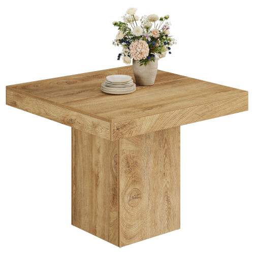 Tribesigns Tribesigns Square Dining Table for 4, 100 cm Farmhouse Small Kitchen Dinner Table with Sturdy Pedestal Base