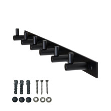 Gedotec Coat Hooks Black matt [6 Hooks] Coat Rail Hallway, Kitchen & Bathroom I Wall Coat Rack Moon I Hook Rail Black for screwing I Design Coat Rack
