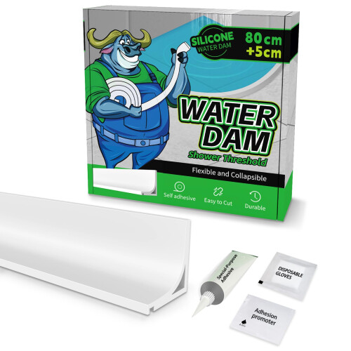 ALITAIYI Wet Room Floor Barrier, Shower Threshold, White, 85 cm