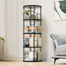 OCTORO 4 Tier Rotating Bookshelf, 360Â Corner Bookshelf Tower, Round Revolving Bookcase with Adjustable Levels, Spinning Book Shelf for Home Office